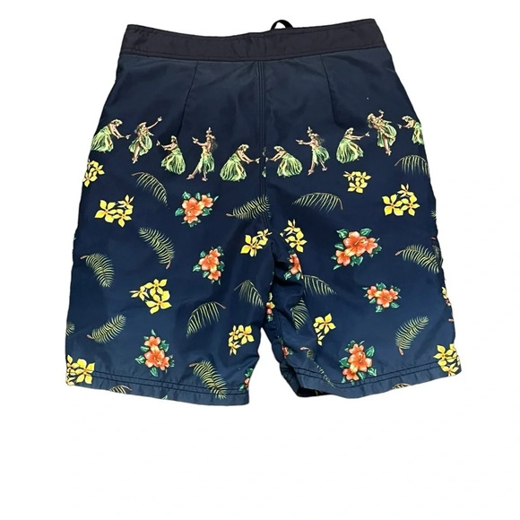 Solitude Mens Swim Trunks 30 Blue Yellow Board Shorts Bathing Suit Hawaii - Picture 2 of 8